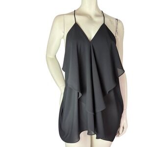 Minimum Ophelia Top Black Ruffle Drape Back Scandi Chic Minimalist Small